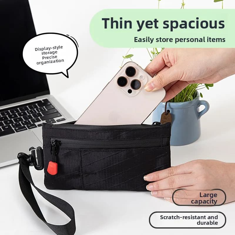 Borsa Multifunzionale per Documenti, Portafoglio da Uomo per Contanti e Monete, Porta Cellulare, Portachiavi, Porta Passaporto e Carte