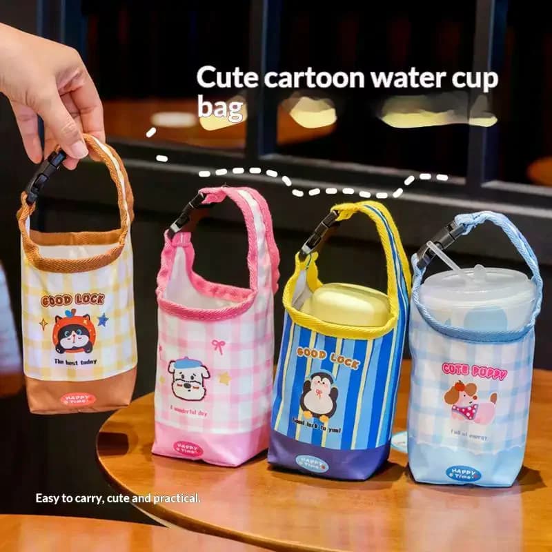 Water Bottle Carrier Bag Adjustable Buckle Design Universal Baby Stroller Cup Holder for Travel Shopping Trips