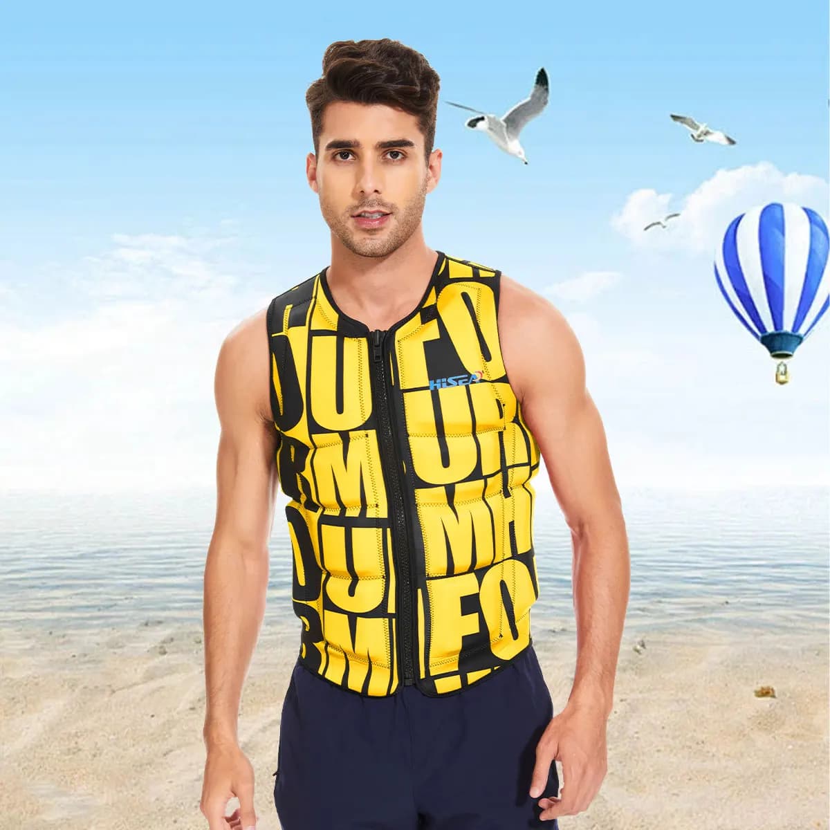 Giubbotto di Salvataggio per Adulti in Neoprene, Gilet Galleggiante per Sport Acquatici, Kayak, Motoscafo, Gilet da Salvataggio Professionale per Bagnini