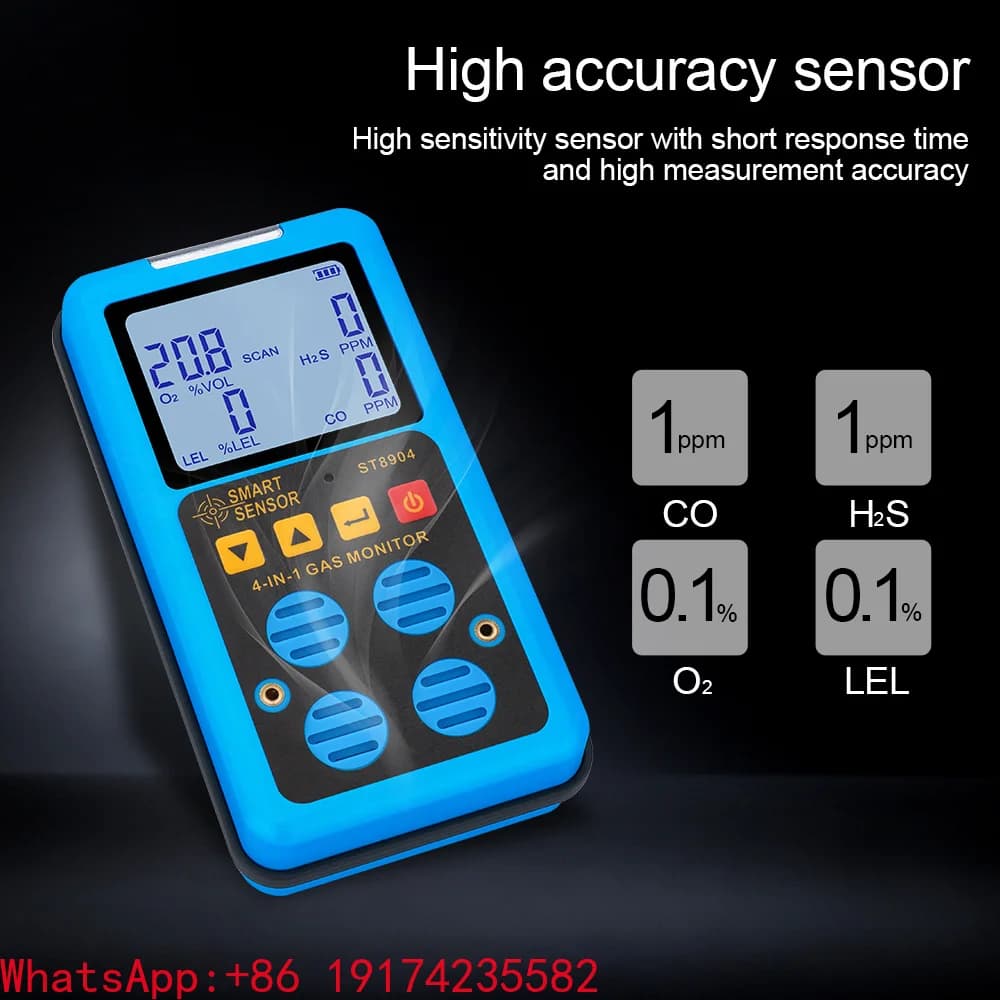 Industrial Digital Multifunctional High Accuracy Gas Detector Oxygen O2 Hydrogen Sulfide H2S Carbon Monoxide CO Combustible Gas