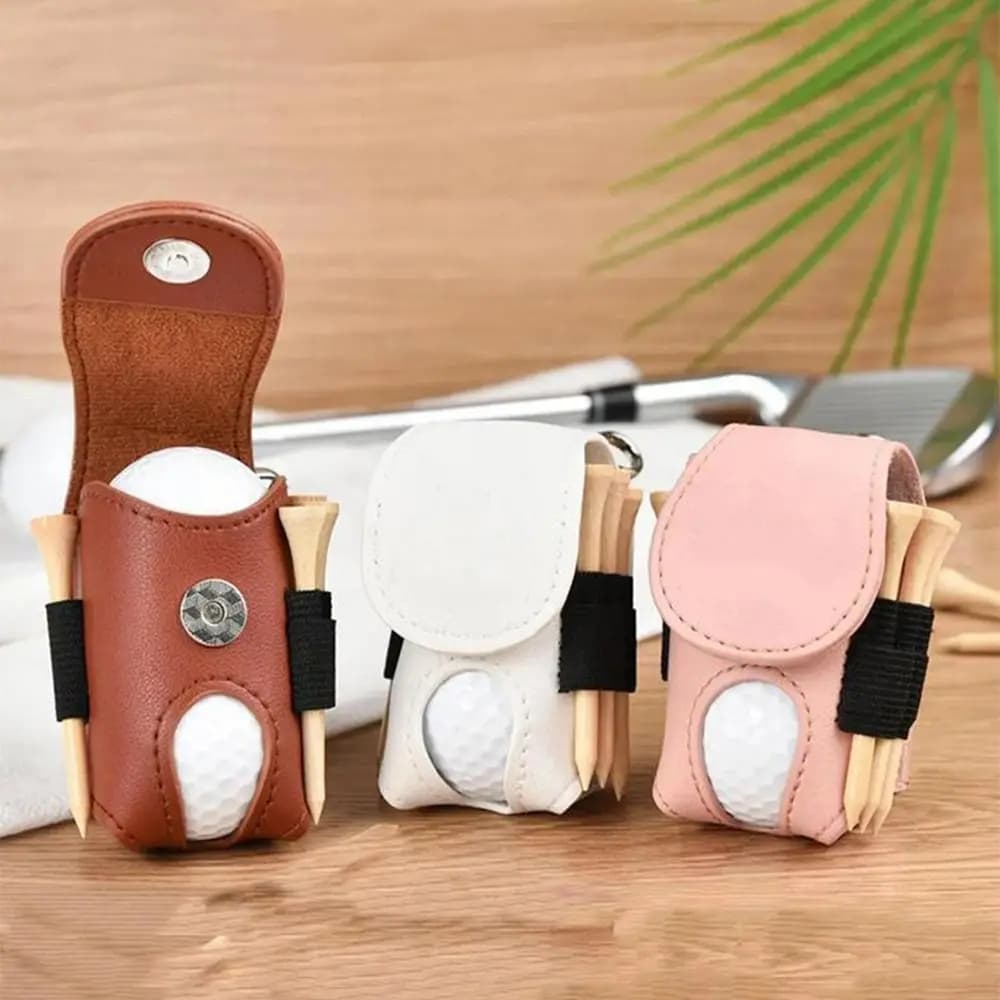 Borsa Portatile per Palline da Golf in Pelle PU Impermeabile, Mini Borsa Leggera da Appendere in Vita, Porta Palline da Golf per Esterni