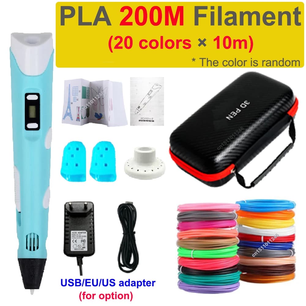 Penna 3D per Stampa 3D, Penna per Disegno Creativo per Bambini, Filamento PLA, Regalo di Compleanno/Natale per Ragazzi e Ragazze, con Custodia da Viaggio