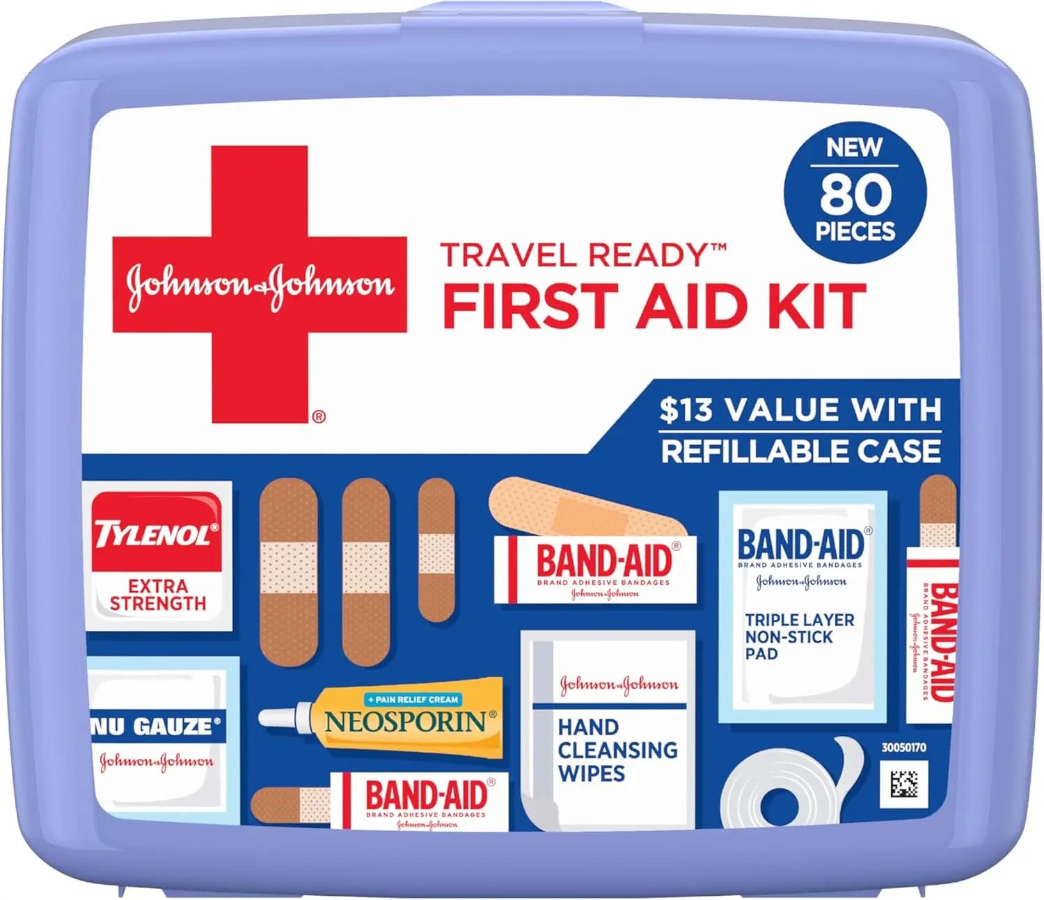 Kit di Pronto Soccorso Portatile per Piccoli Ferimenti, Ideale per Viaggi, Auto, Campeggio ed Essenziali per l'Outdoor, 80 Pezzi