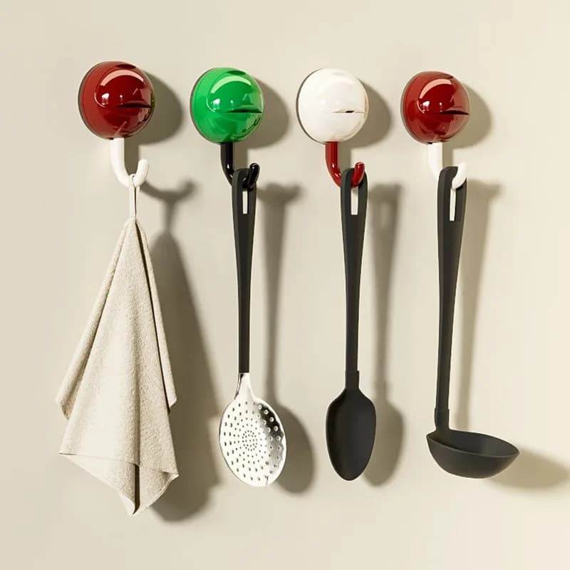 ​ ​ ​ ​ ​ ​ ​ Forte gancio a ventosa, senza trapano, ganci adesivi, porta della cucina del bagno, asciugamani, contiene danni ai pesi, installazione gratuita
