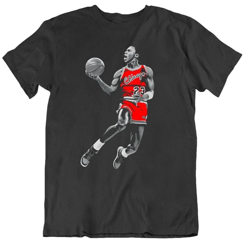 T-shirt Retro Michael Jordan 2026 Bred Black White con Stampa Poster, di Tendenza e di Grande Significato per i Fan