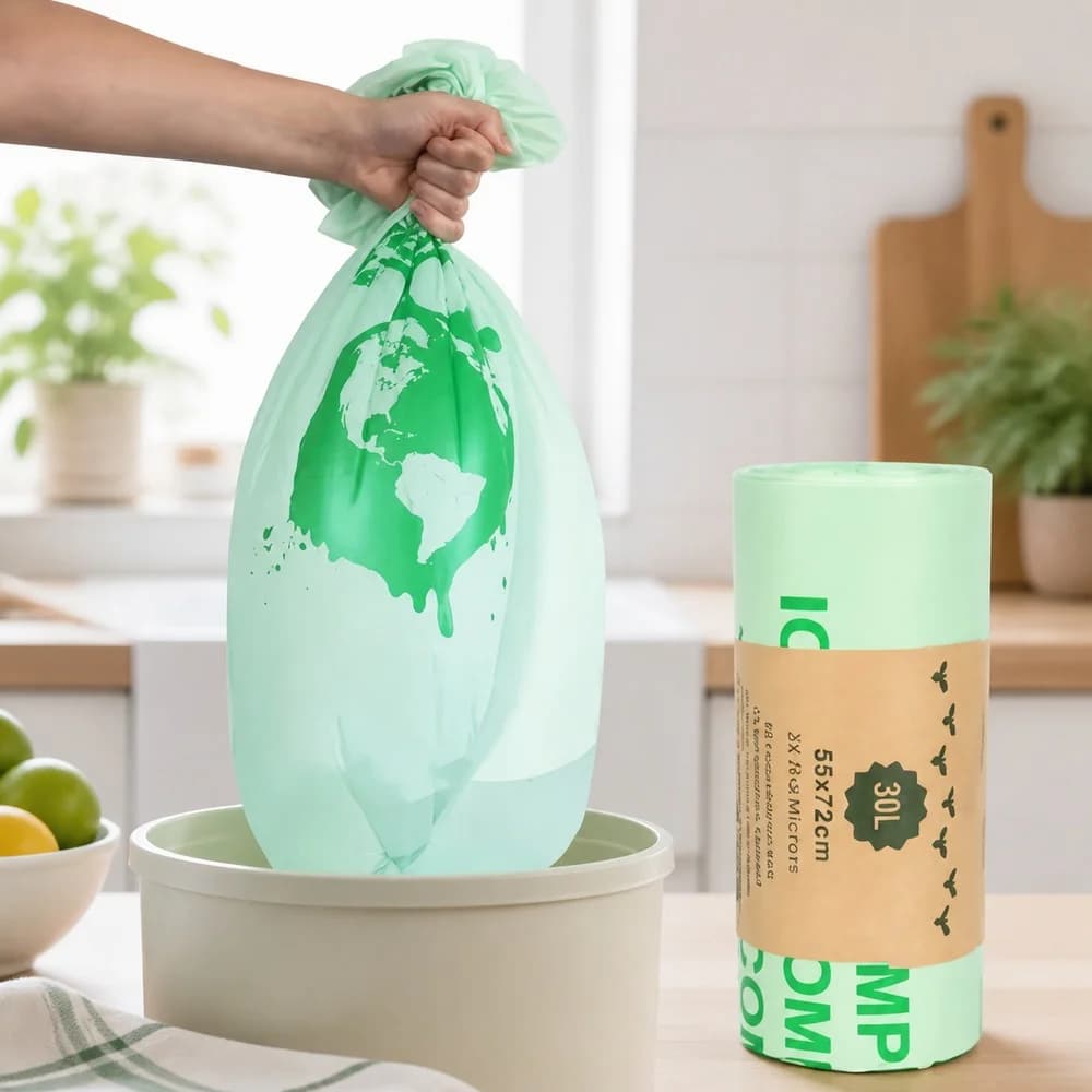 Trash Bags Multi Degradable 1 Roll 25 Bags for Home Kitchen Bathroom Office Waste Baskets Bin Liners and Daily Cleaning Supplies
