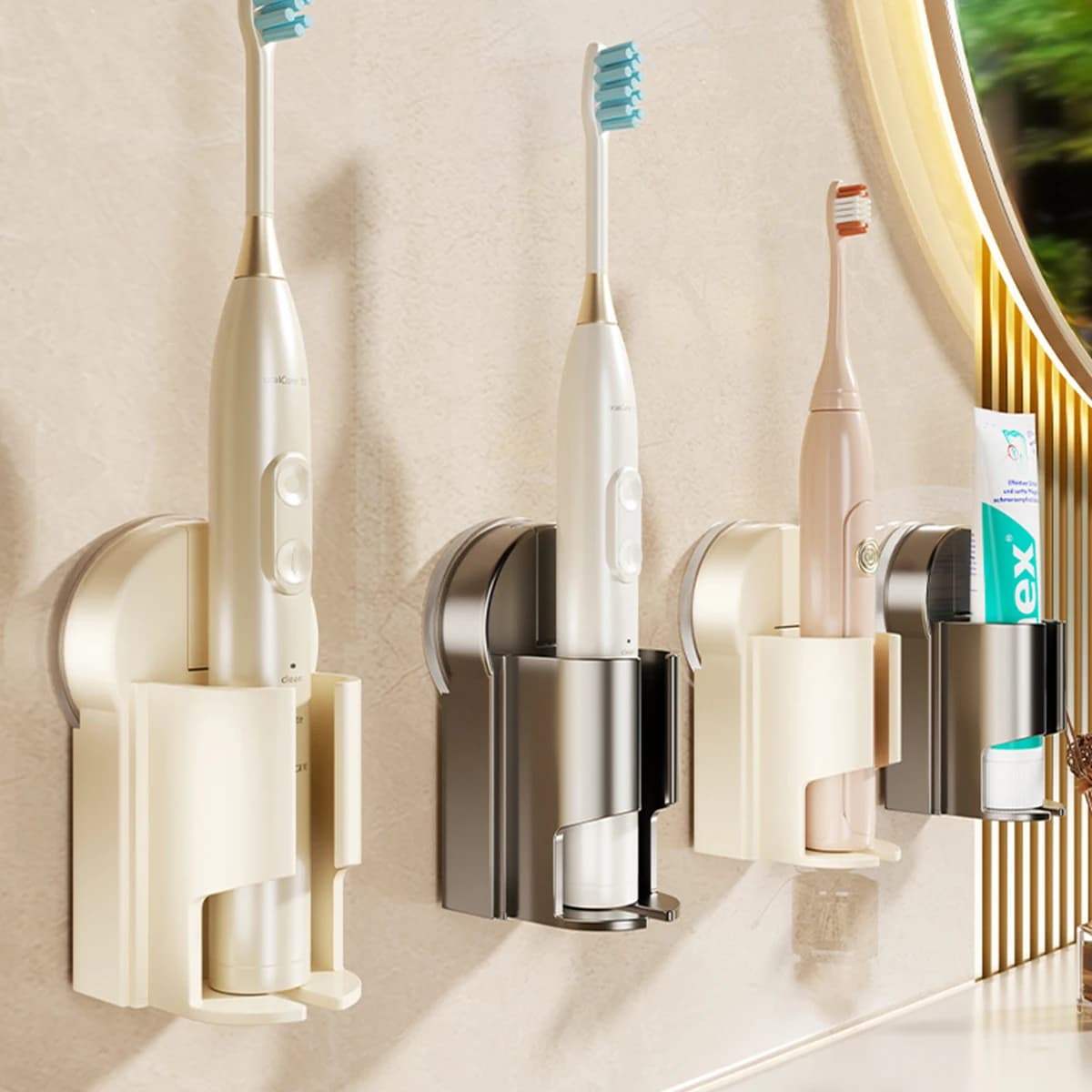 Suction Cup Toothbrush Holder Punch-Free Wall-Mounted Wall-Mounted Detachable Bathroom Electric Toothbrush Rack Storage Bracket