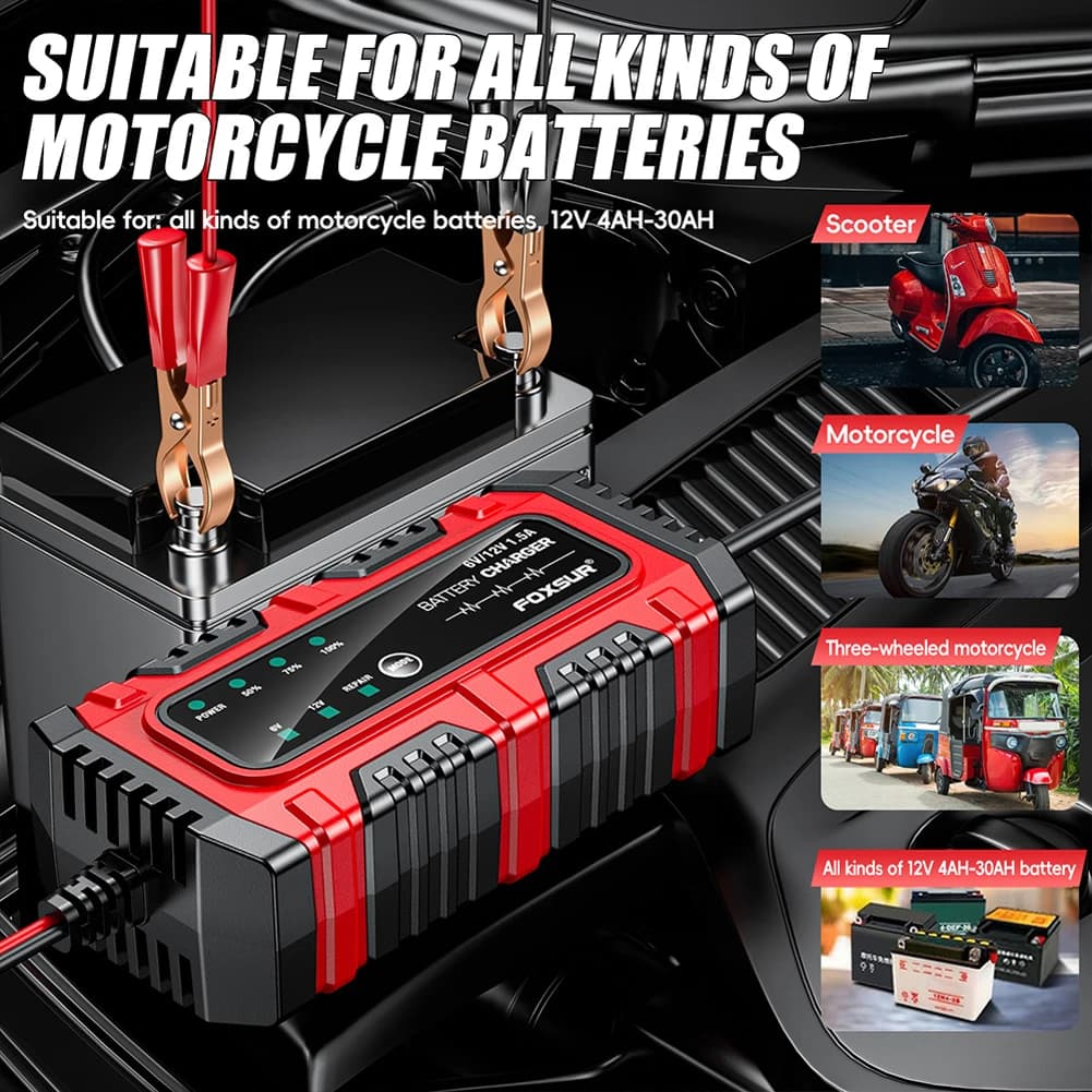 Caricabatterie Intelligente 6A 12V per Auto e Moto con Display LCD, Dispositivo di Riparazione per Batterie di Motociclette Elettriche