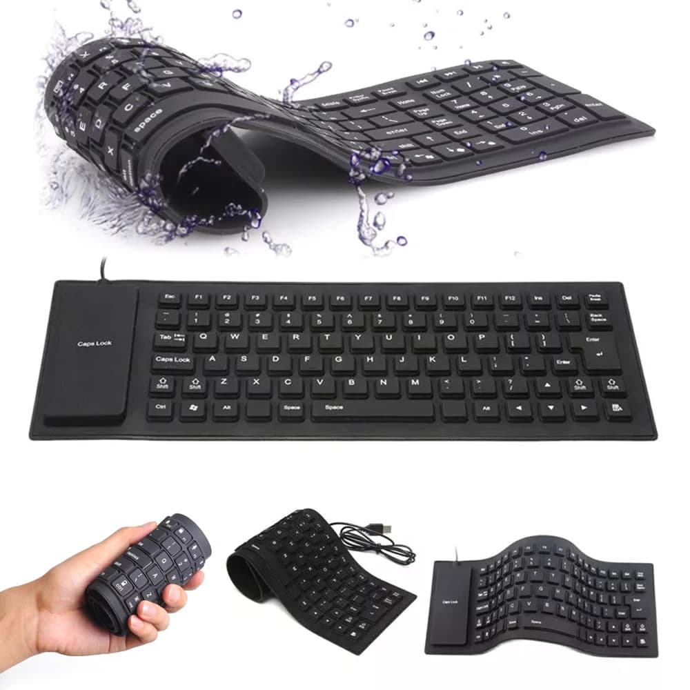 Mini tastiera portatile 85 tasti Tastiera da gioco flessibile impermeabile in silicone morbido Tastiera USB cablata pieghevole per laptop per MacBook