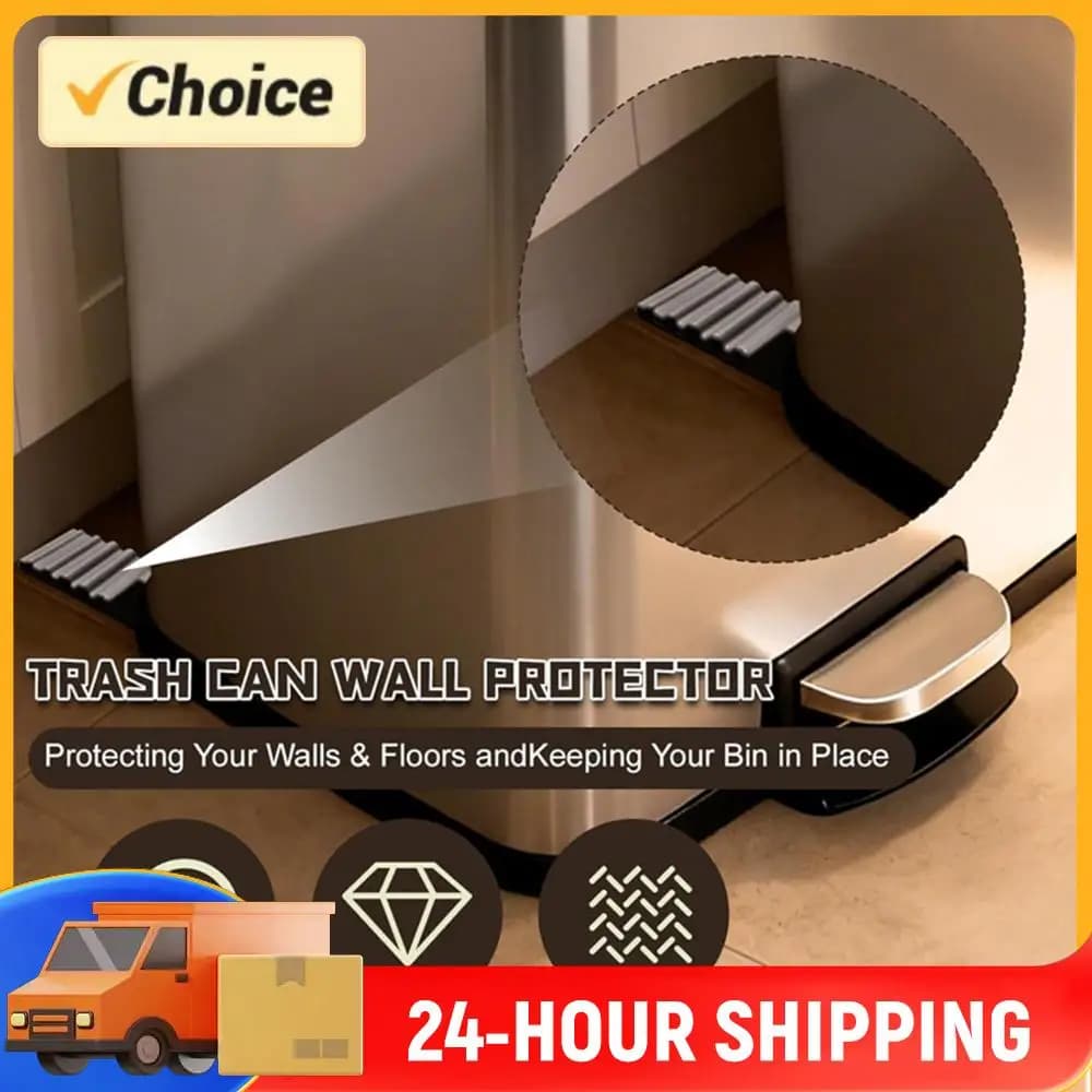 4 Pcs Trash Can Wall Protector No-Drill Silicone Garbage Can Wall Protector for Round & Square Waste Baskets Kitchen & Office