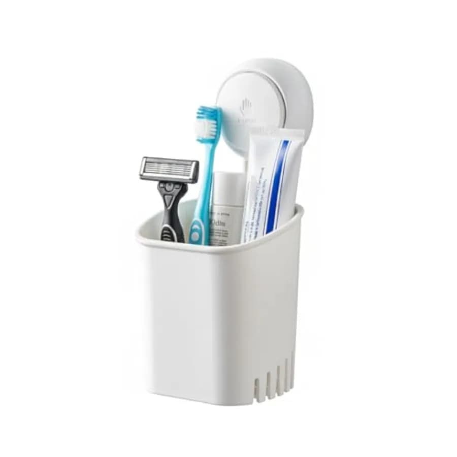 Portaspazzolino a ventosa senza foratura, rimovibile, con ventosa potente, design auto-drenante per bagno e cucina