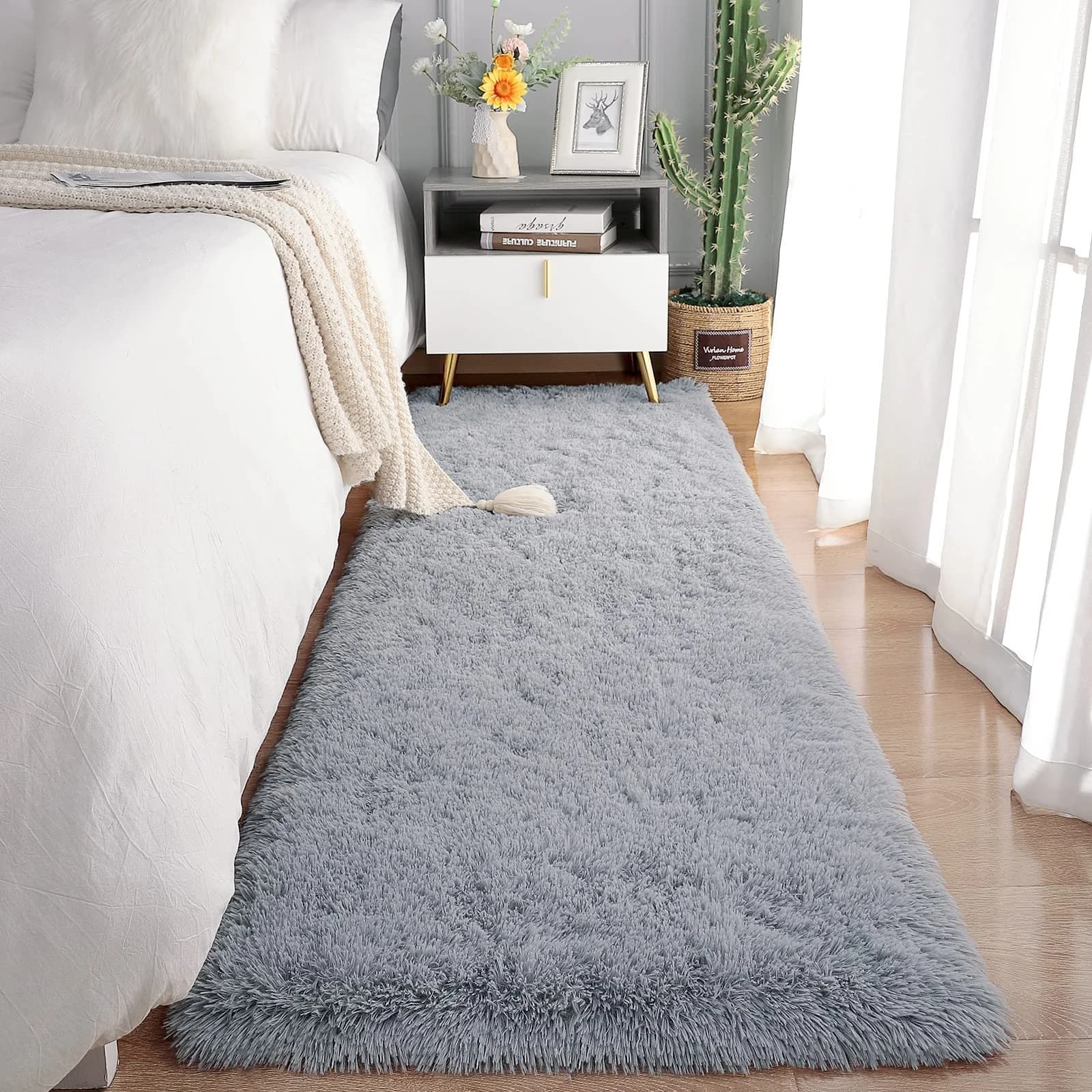 VIKAMA Tappeto da corsa morbido, tappeto peluche e soffice per camera da letto e soggiorno, tappetino per cameretta dei bambini e per la decorazione domestica