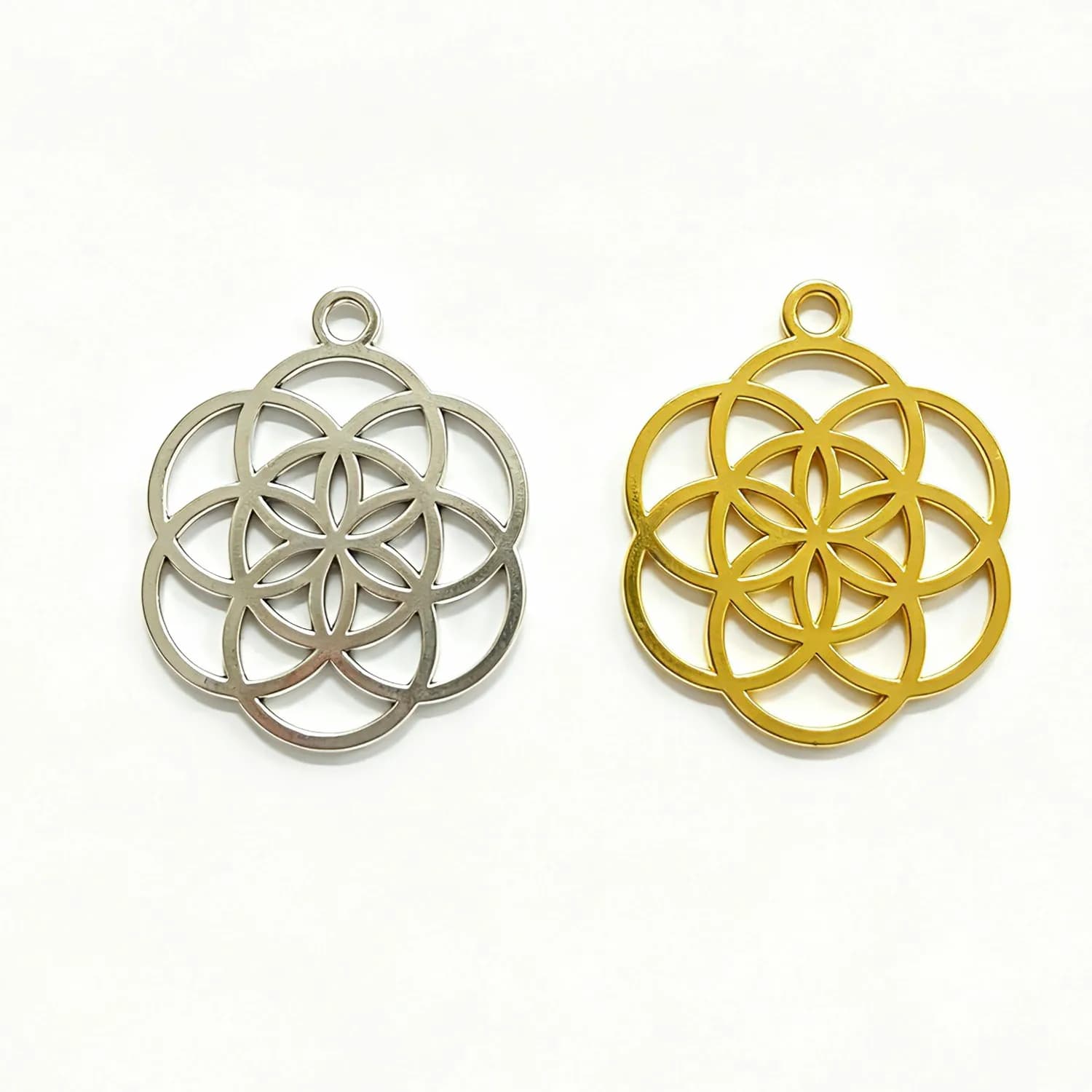 6 Pezzi 34*41.5MM Ciondoli Fai da Te a Forma di Fiore di Loto, Buddha, Seme della Vita per Creazione Gioielli, Collane, Amuleti, Accessori EF4342