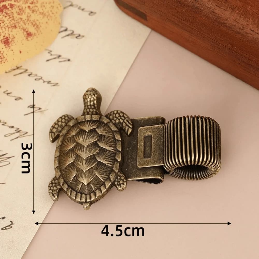 Metal Pen Loop Holder Multi-functional Anti-lost Spring Pen Clip Ancient-style Marine Animal Secure Grip Metal Pen Holder