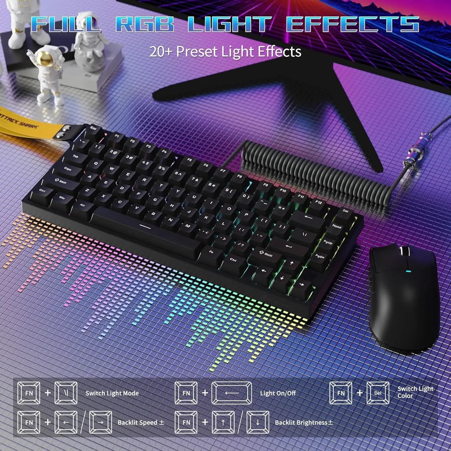 Tastiera Meccanica da Gaming ATTACK SHARK R82HE con Switch Magnetici a Effetto Hall, Attuazione Regolabile per Esports, Frequenza di Aggiornamento 8KHz