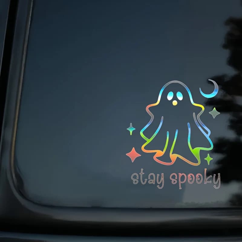 Ghost Spectral Vinyl Decalcomania: self-adhesive Halloween adhesive, semi-latte for cars, laptop, water bottle - disposable, irregular shape