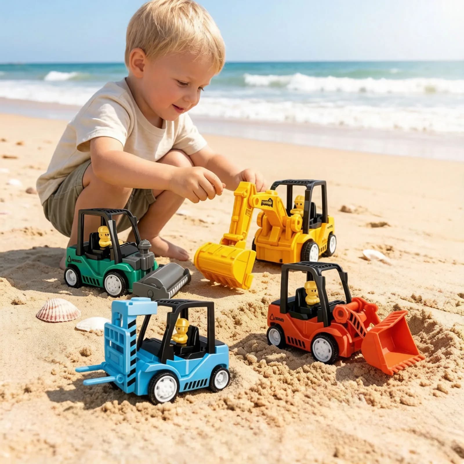 Set di 4 Giocattoli da Spiaggia per Bambini 1-2 Anni: Anello Galleggiante Gonfiabile per il Bagnetto, Giocattolo da Spiaggia e Sabbiera
