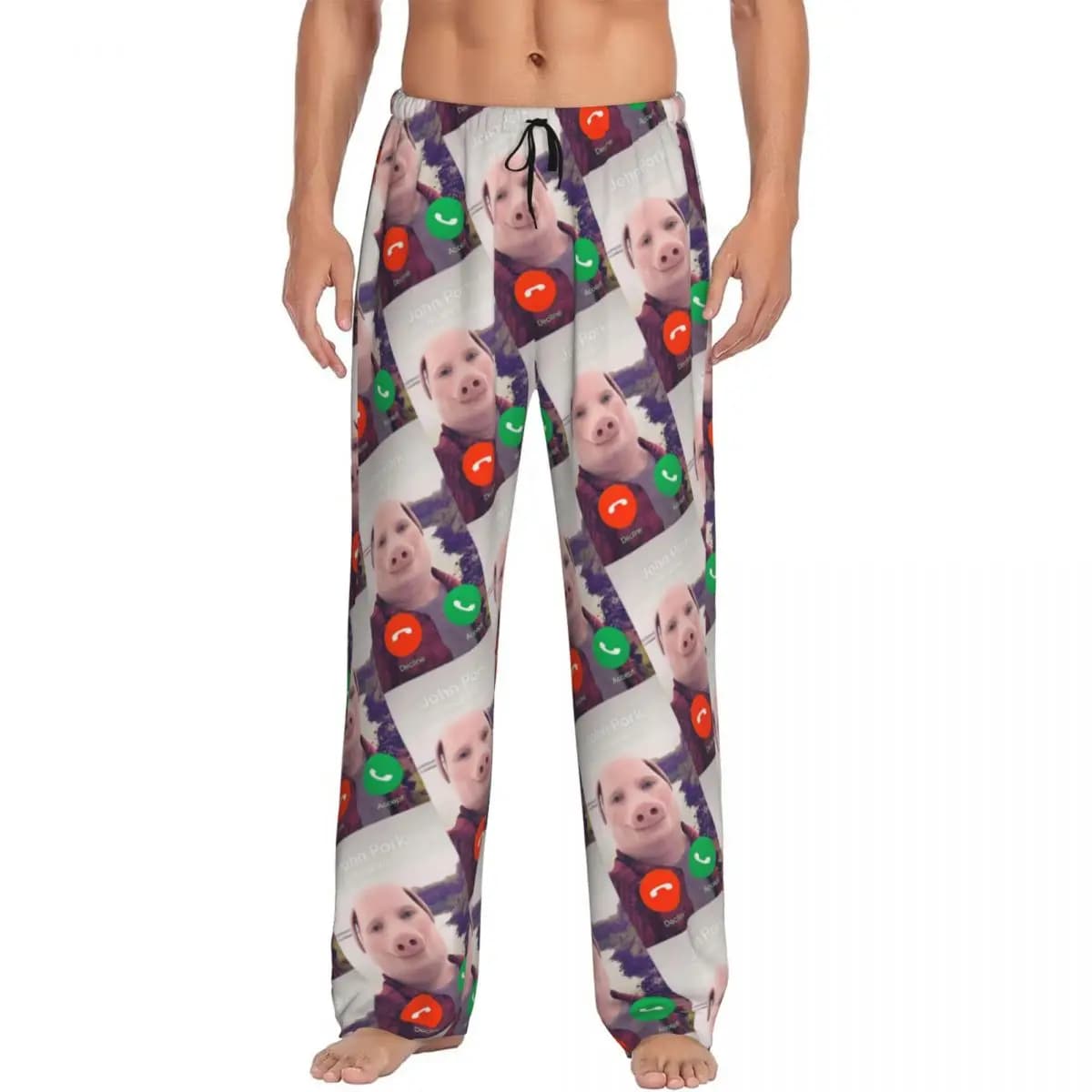 Personalizzato John Pork sta chiamando pantaloni del pigiama indumenti da notte cintura elastica da uomo divertenti pantaloni da salotto per il sonno con tasche