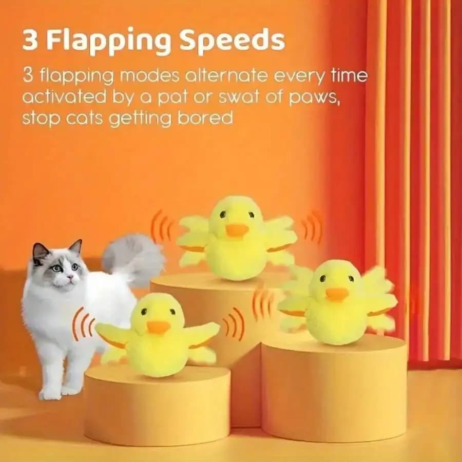 Interactive Electric Cat Toy Flip Wing Duck USB Rechargeable For Adult Cats