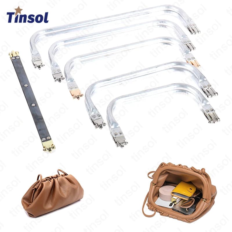 TINSOL Woman Doctor Purse Frame Metal Aluminium Tube Frame Clutch Bag Handle Replacement Bag Parts for DIY Sewing Craft Hardware
