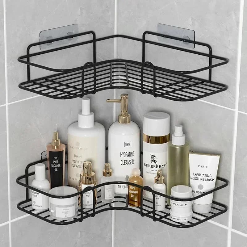 Corner wall shelf for bathroom, iron basket for shower, cosmetic door, shampoo holder, bath organizer, wall shelves