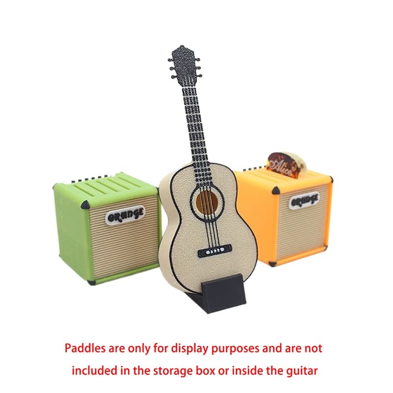 1 Set Mini Scatola di Immagazzinaggio Plettro per Chitarra 1/12 Puntelli Decorativi in Miniatura per Casa delle Bambole per Scene Musicali Accessori per Bambole Giocattoli