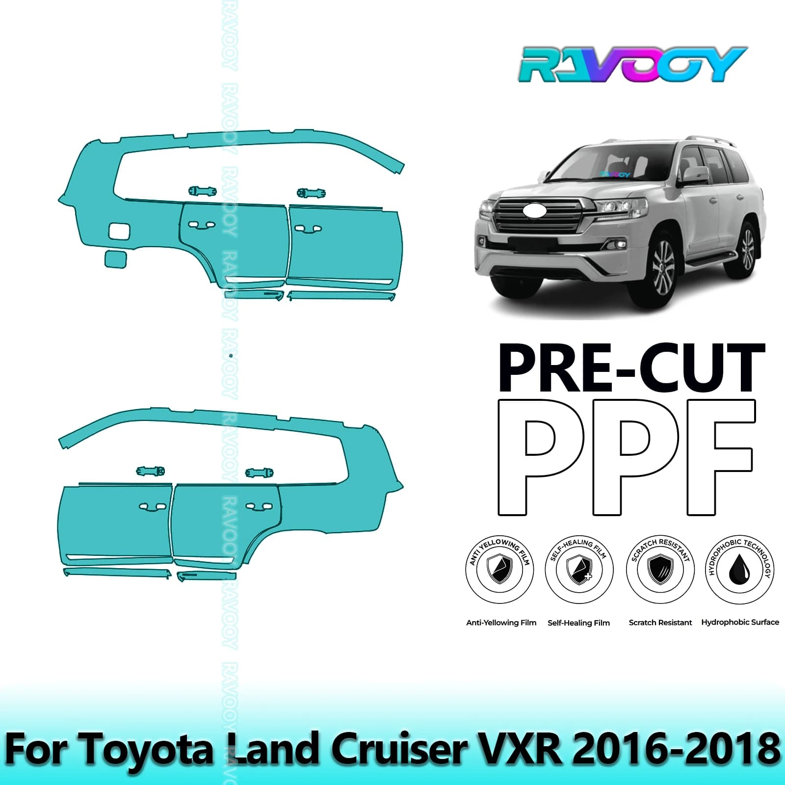 Per Toyota Land Cruiser VXR 2016-2018 8.5mil Trasparente Opaco Pre-Cut PPF Porta e Pilastro A/B Kit TPU Pellicola di Protezione Della Vernice Set
