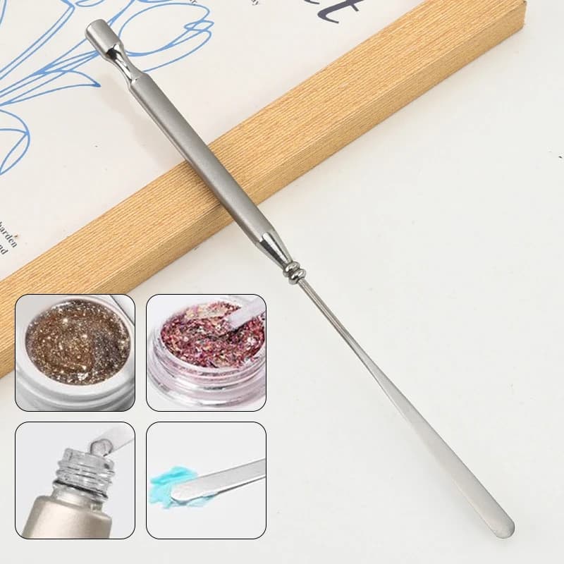 Spatola in Acciaio Inox per Mescolare Gel e Ombretti, Strumento per Nail Art e Miscelazione di Pigmenti
