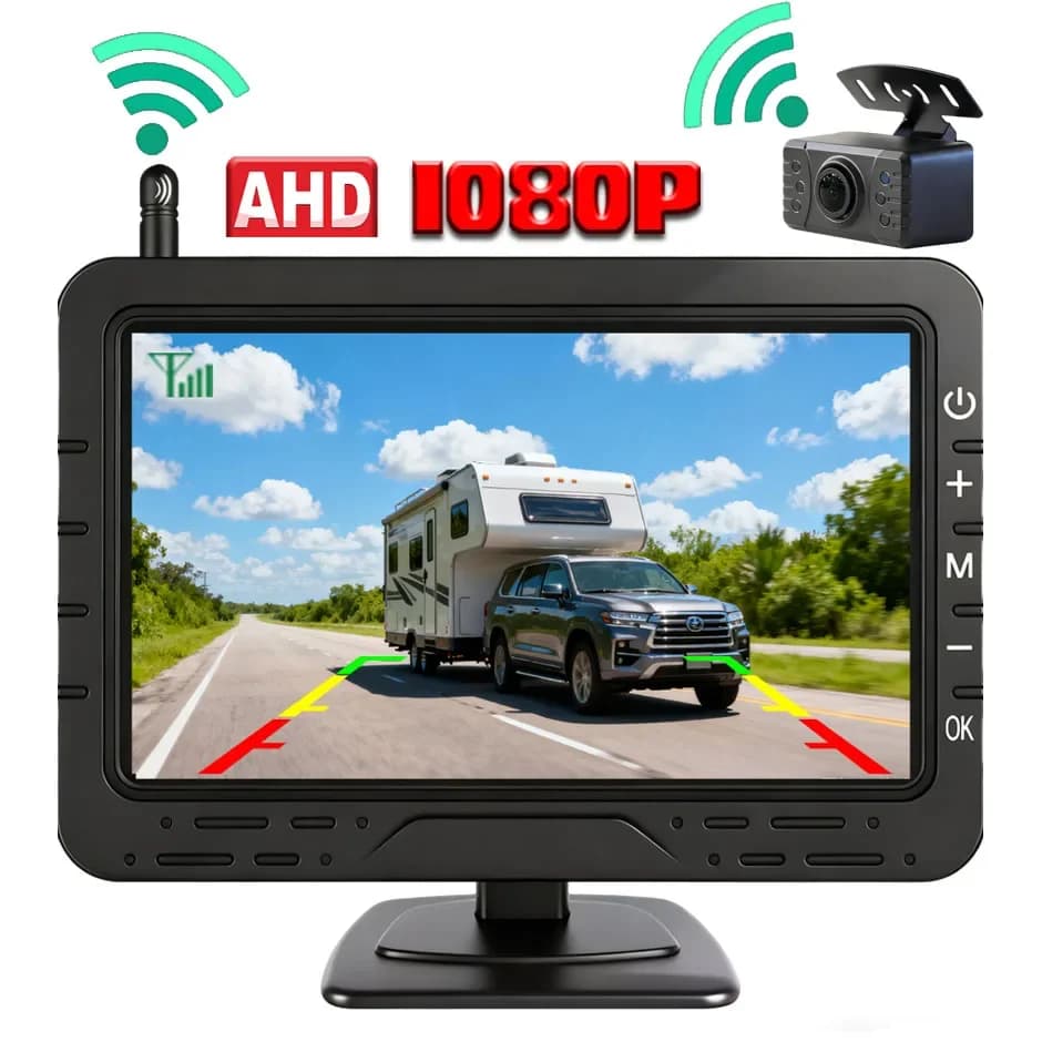 Monitor di parcheggio per auto wireless da 4,3 pollici AHD1080P Telecamera di retromarcia IR per pickup Vehitle/RV/rimorchio/Camper Car Facile installazione
