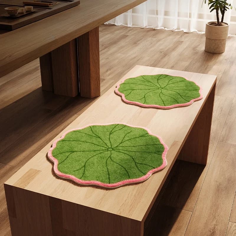 Creative Lotus Leaf Shape Seat Cushion Round Tatami Tea Room Futon Chair Pad Lamb Wool Non-slip Area Rug Meditation Yoga Mat