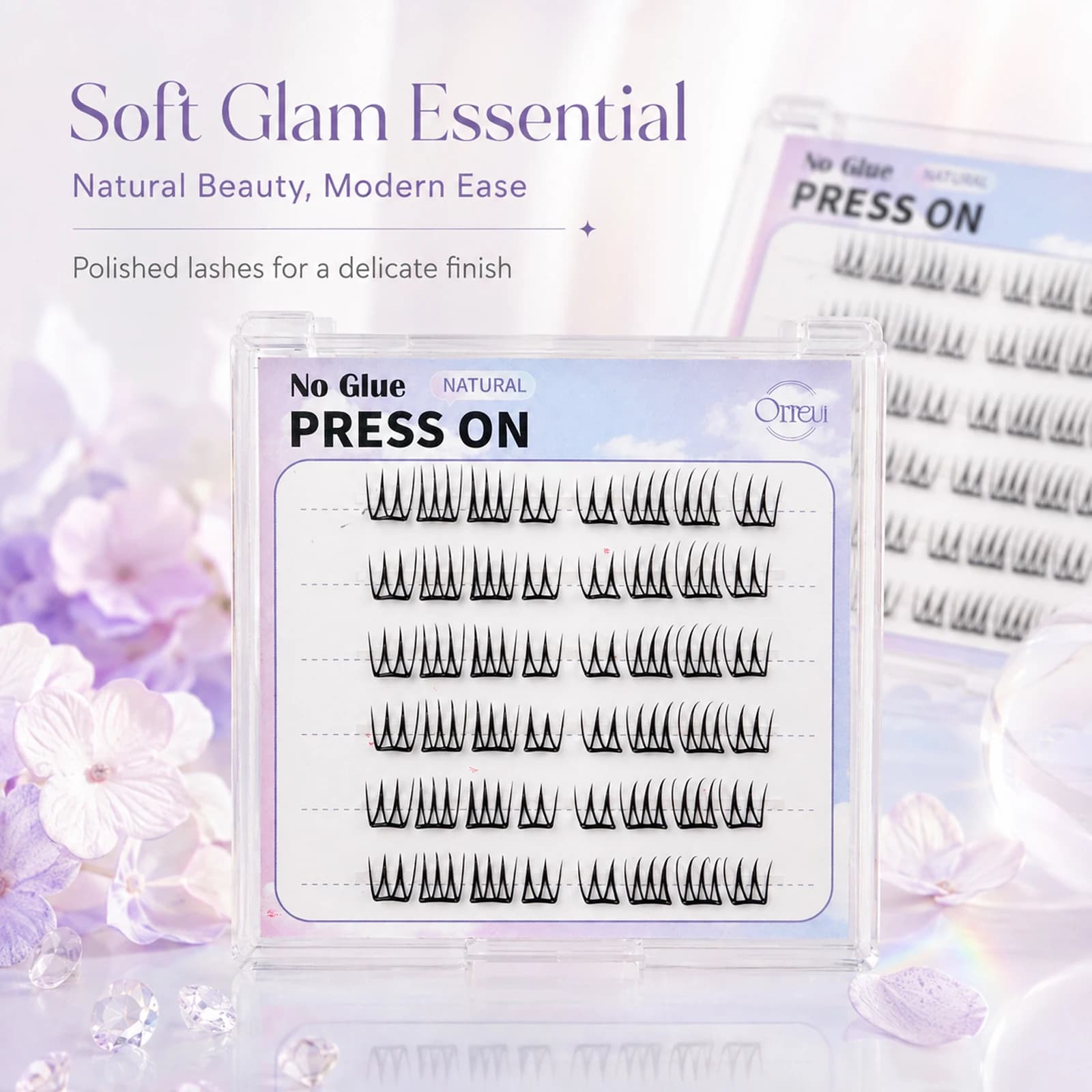 48 Clusters Self-Adhesive Lashes, No Glue Needed Individual False Eyelashes, Natural Korean Style Short Lash Clusters