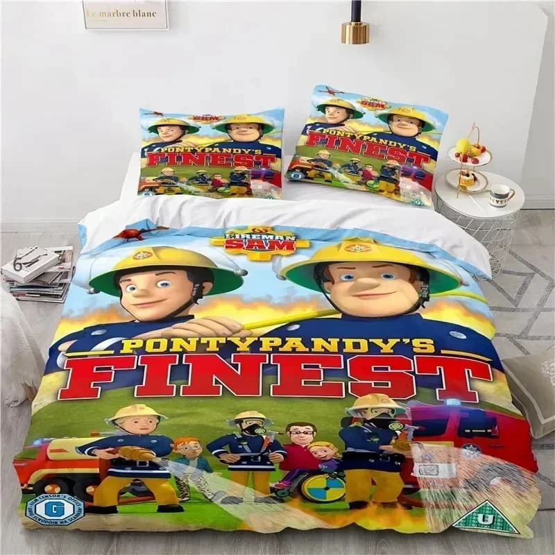 Cartoon Fireman Sam Toys Bedding Set For Bedroom Soft Modern Bedspreads Comefortable Kids Duvet Cover Quilt Cover And Pillowcase