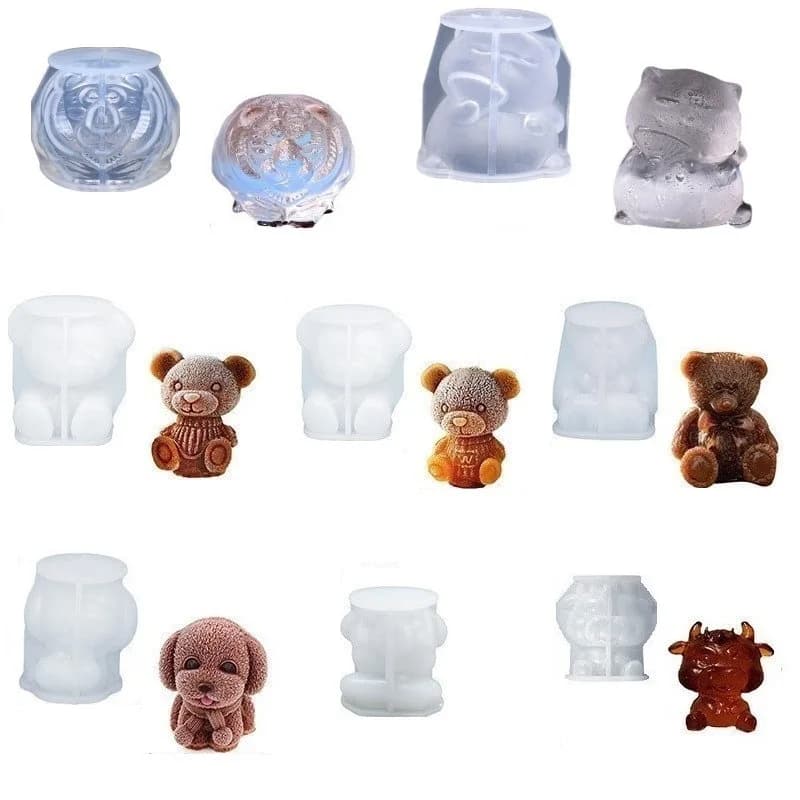 Nuovo stampo per colata in resina di cristallo fai-da-te 3D animale orso e panda vassoio per cubetti di ghiaccio stampo decorativo decorazione torta per la casa stampi in silicone