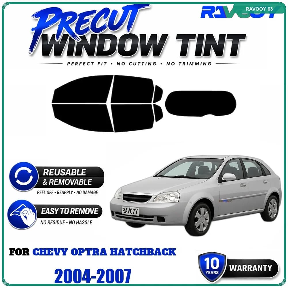 RAVOOY Precut Window Tint, Reusable Removable EPU Film, Custom Fit for Chevy Optra Hatchback 2004-2007, UV Heat Protection