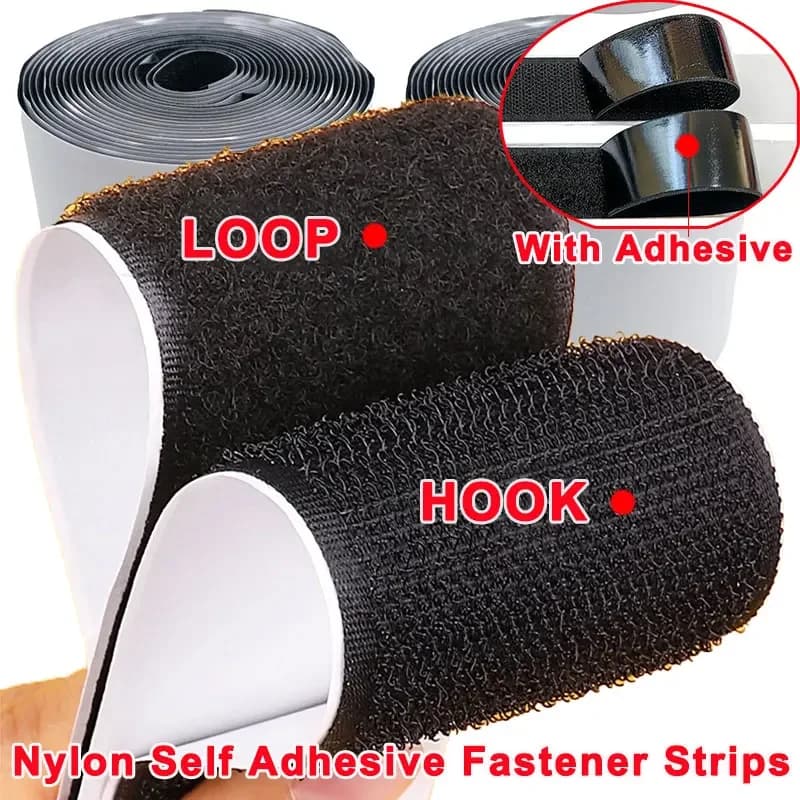 Nastro di fissaggio autoadesivo da 1-25 metri Strisce con gancio e anello in nylon con retro adesivo per cuscino del divano Fai da te Appeso a parete per la casa