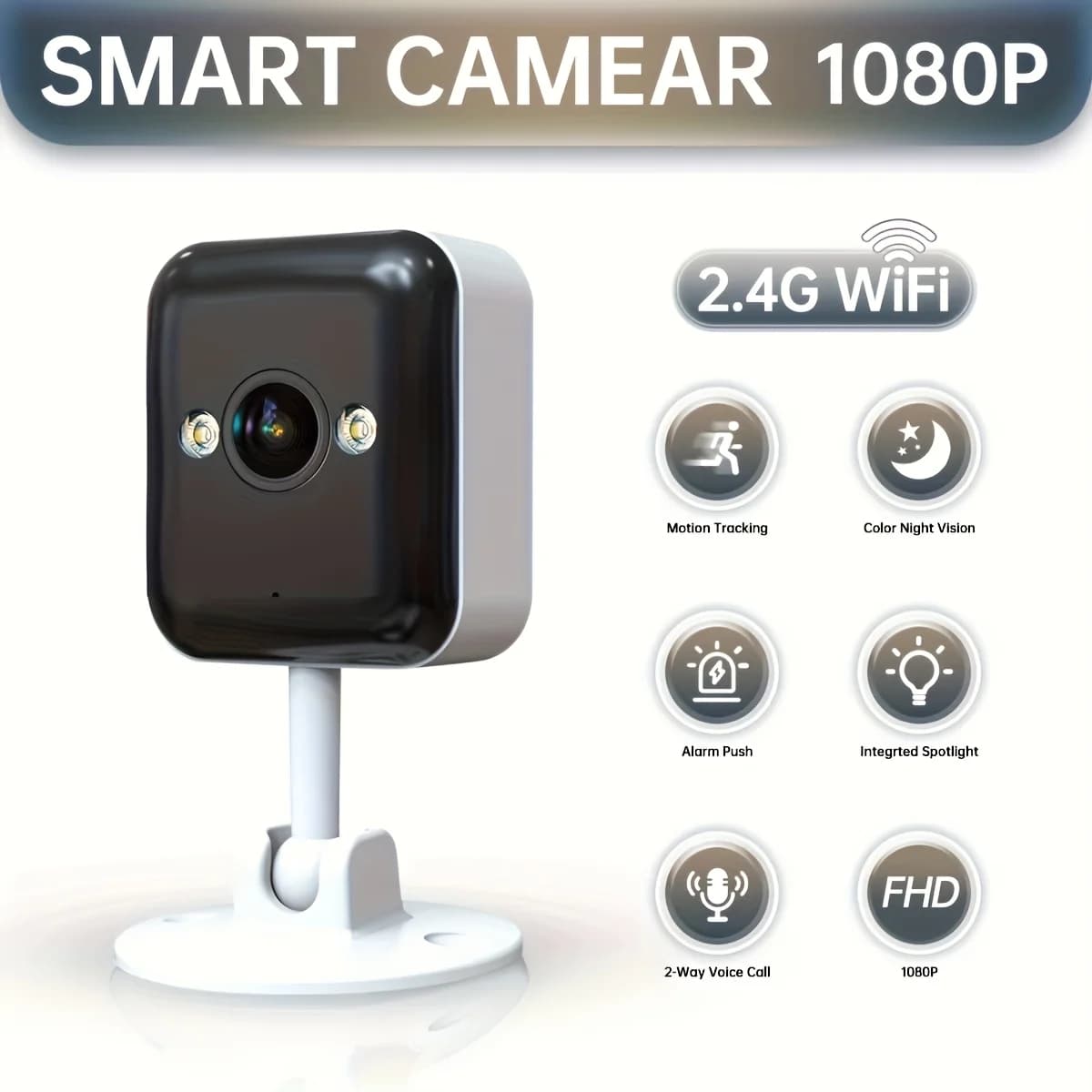 Jooan Telecamera di Sicurezza Mini 1080P WiFi per Esterni, Telecamera di Sorveglianza CCTV con Zoom Digitale 5x, Visione Notturna a Colori, Monitor per Bambini e Casa