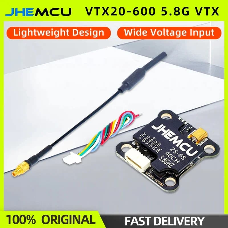 JHEMCU VTX20-600 5.8G 40CH FPV VTX Trasmettitore di immagini PIT/25/100/200/400/600mW Per RC FPV Drone da corsa a lungo raggio
