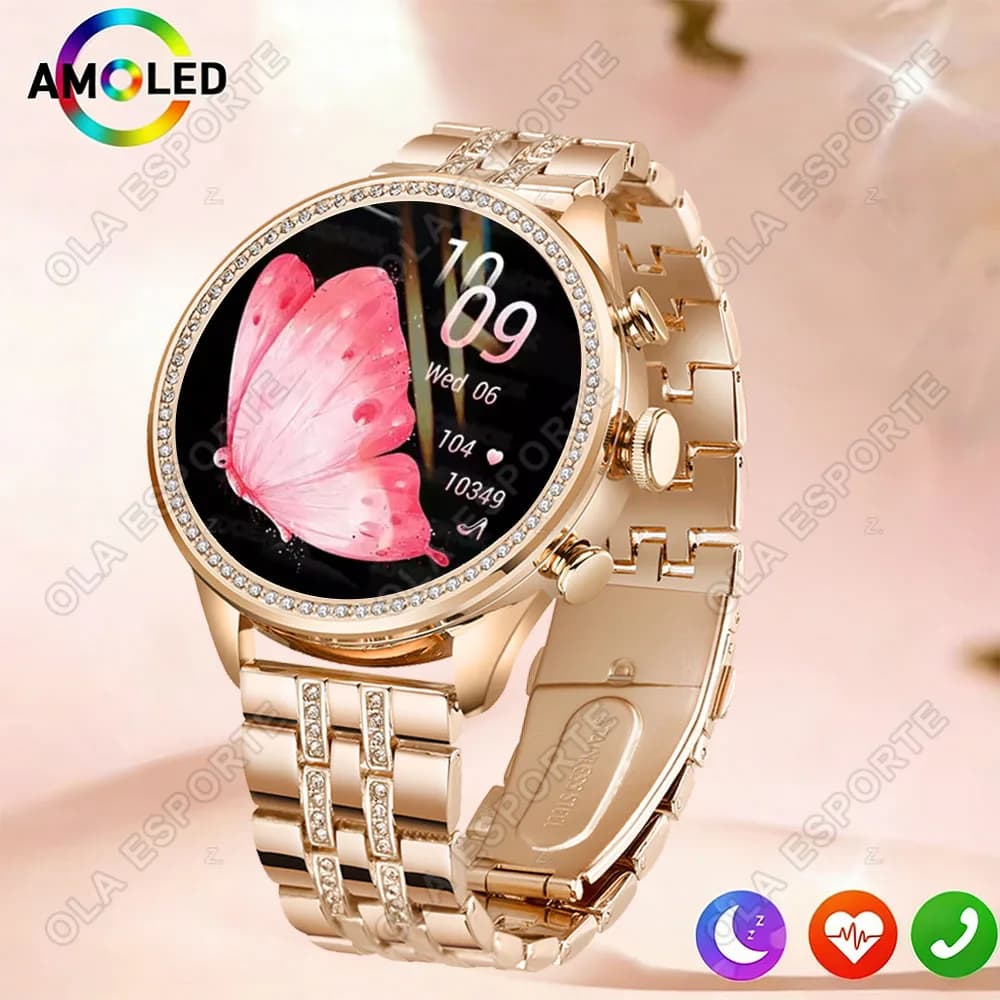 New Women's Smartwatch 2026, HD Screen, Cardiaca Frequency Monitoring, Bluetooth Calls, Waterproof, for Android and iOS