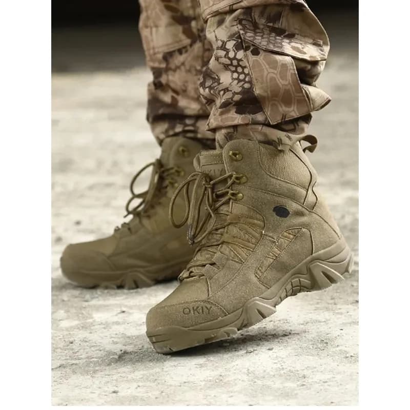 Stivali da Combattimento Desertici da Uomo Moda 2025, Scarpe da Trekking in Pelle per Esterni, Stivali da Caccia e da Lavoro di Sicurezza, Stivaletti Corti da Uomo