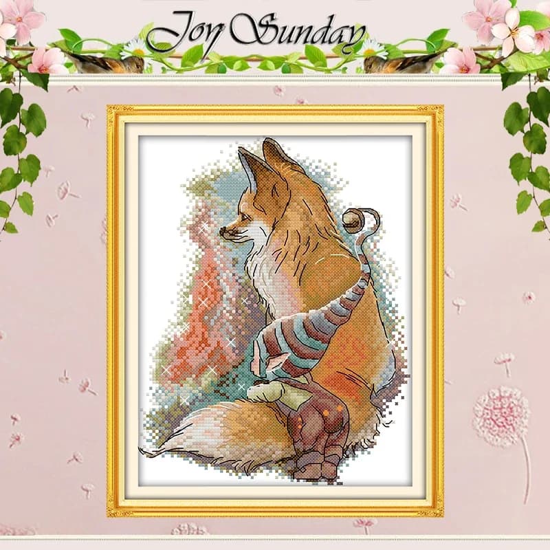 Fox and Elves Patterns Counted Cross Stitch Set DIY 11CT 14CT 16CT Stamped DMC Cross-stitch Kit Embroidery Needlework Home Decor