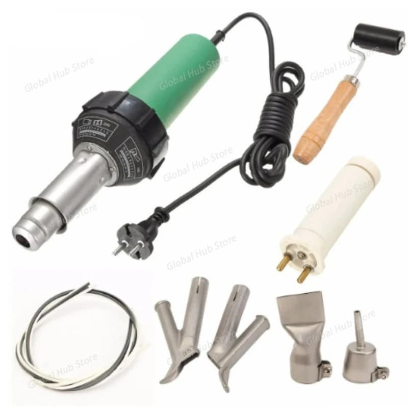 Pistola termica per saldatura in plastica da 1600 W con 2 ugelli per saldatura rapida e asta per saldatura extra HE