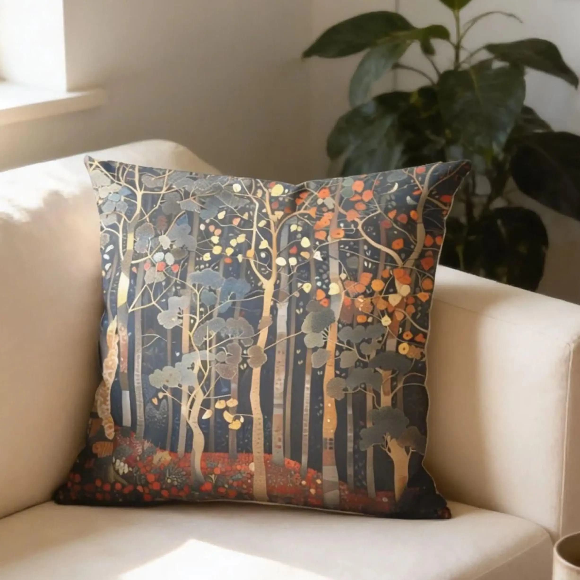 1 fodera per cuscino decorativa Bohemian Forest, federa in poliestere con stampa 2D per divano letto, auto, ufficio, decorazione domestica