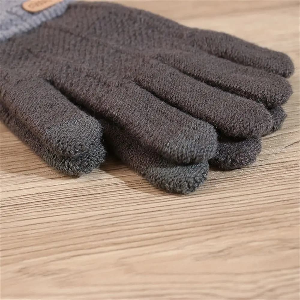 Knitted Hot Wool Gloves Heavy Windproof Cycling Gloves Touchscreen Cold-resistant fleece gloves for men