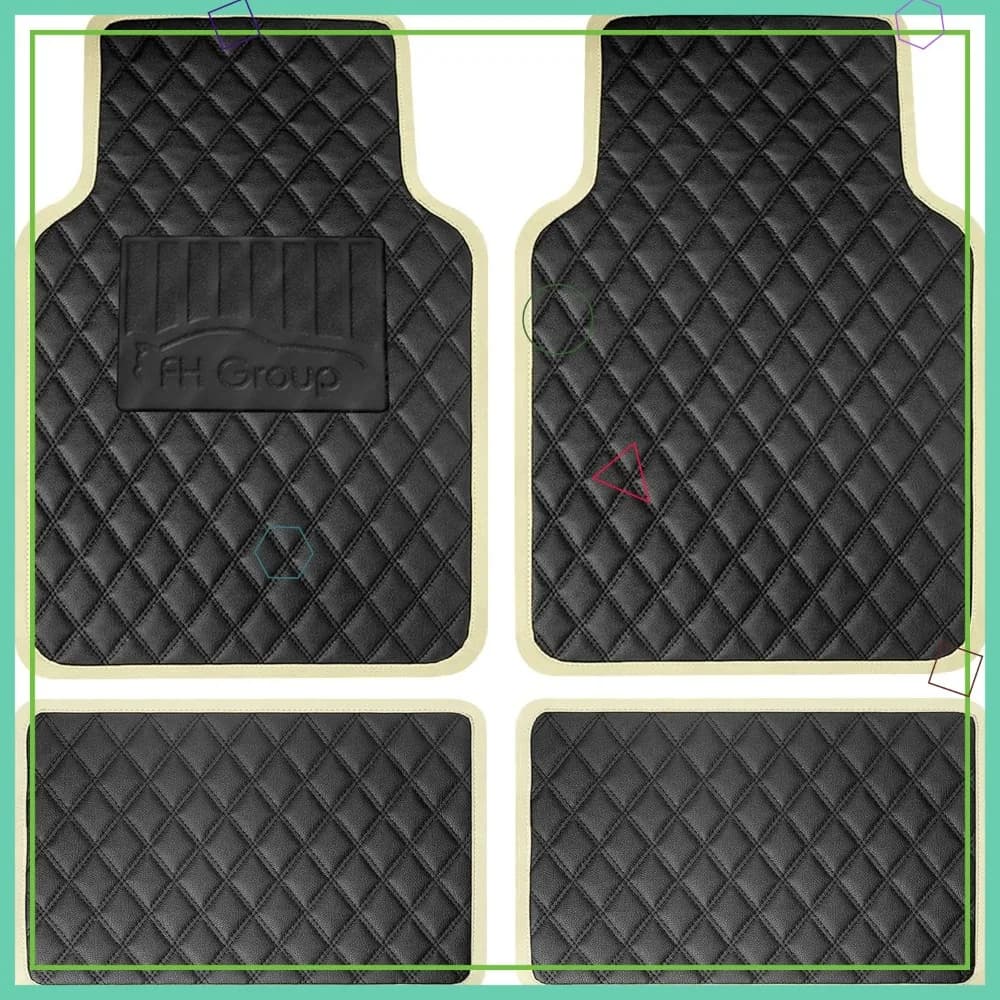 Tappetini per Auto in Ecopelle, Misura Universale, Colore Beige