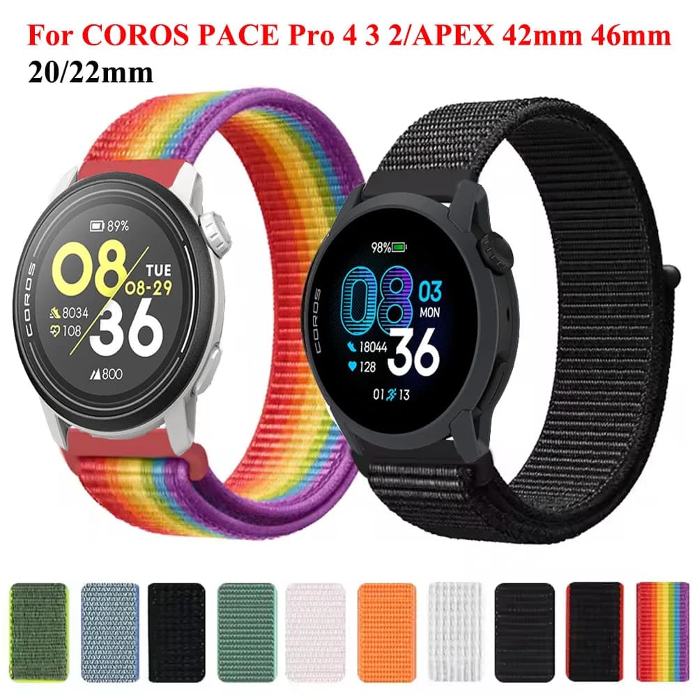 Fascia da 22mm 20mm per COROS PACE Pro 4 3 2 cinturino in nylon Correa per COROS APEX 4 42mm 46mm APEX 2 2Pro cinturino regolabile
