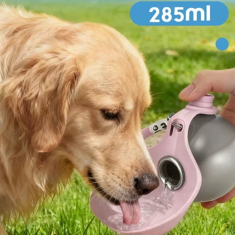 Portable Outdoor Pet 304 Stainless Steel Water Cup Dog Water Bottle with Bowl For Cat Safe Food-Grade Silicone Pet Water Bottle