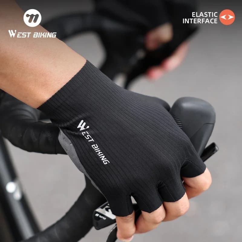 Guanti da bicicletta mezze dita traspiranti estivi Guanti antiurto per bicicletta da strada MTB Accessori per l'equitazione sportiva da uomo e da donna