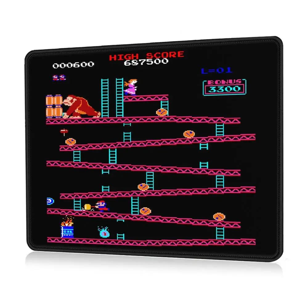 Tappetino per mouse XS Donkey Kong quadrato in gomma antiscivolo con bordi cuciti, collage di giochi arcade, tappetino da tavolo per computer da gaming.
