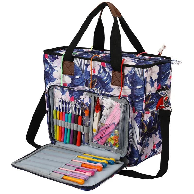 Borsa portaoggetti portatile per forniture per cucire Panno Oxford Lana Uncinetto Ago per maglieria Uncinetti Organizzatore