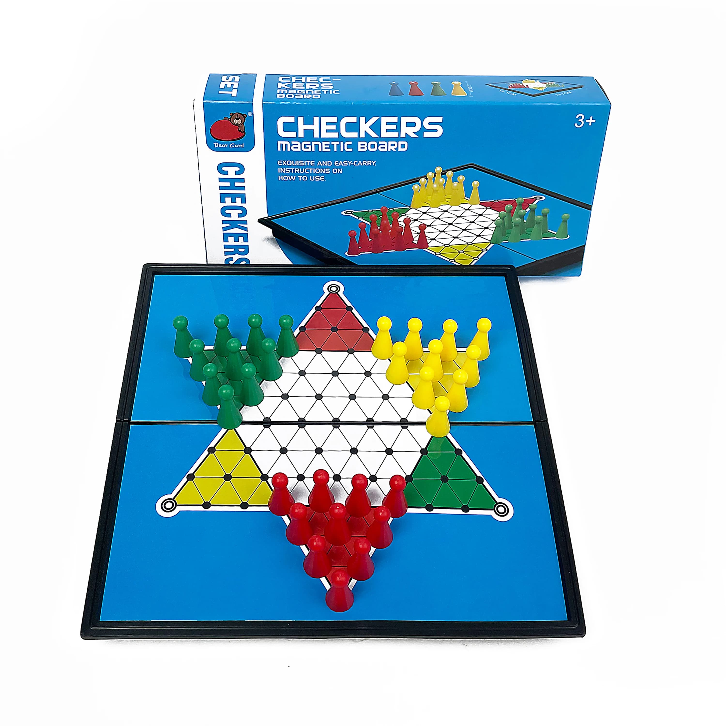 Gioco da Tavolo Pieghevole Magnetico di Dama Cinese, Set di Scacchi Portatile in Plastica, Giocattolo da Viaggio per Bambini, Divertimento Familiare all'Aperto